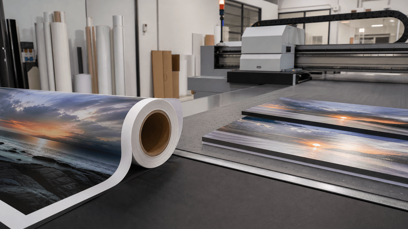 Baskı atölyesinde esnek vinil folyoya eco solvent baskı ile sert yüzeye UV baskının karşılaştırılması