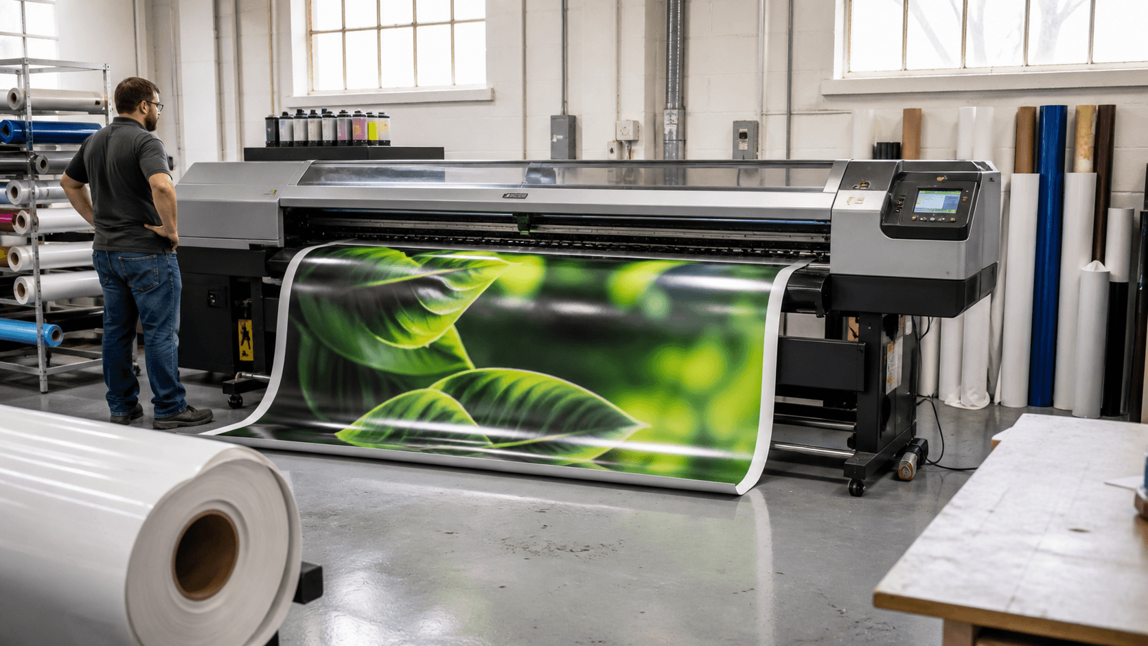 Eco-solvent baskı makinesi ve vinil üretim hattı