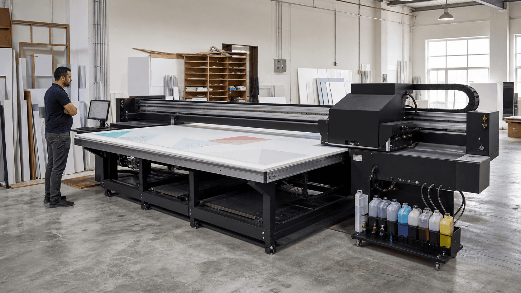 UV flatbed baskı makinesinde rijit panel üretimi