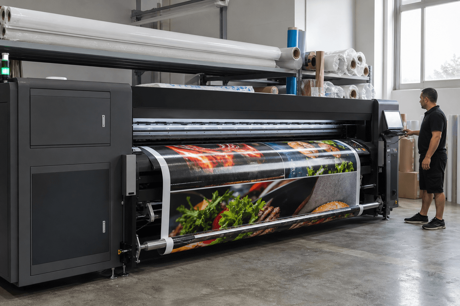 Roll-to-roll UV baskı makinesinde esnek yüzey baskısı
